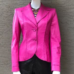 Escada Pink Lamb Leather Blazer
